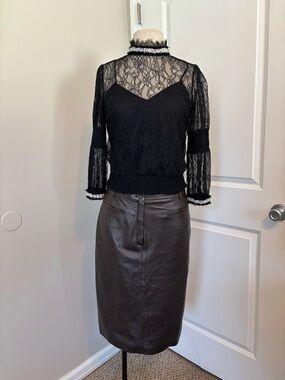 Vintage leather midi skirt
